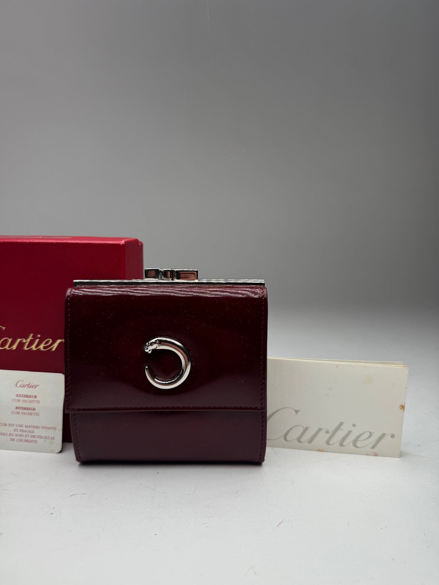 Vintage Cartier Patent Leather Wallet burgundy
