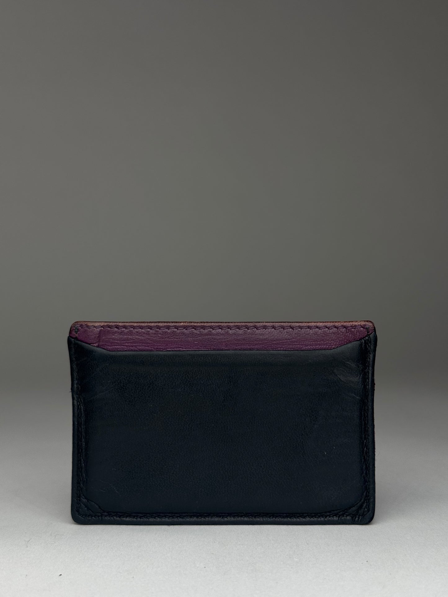 Vintage Miu Miu Leather Card Holder Black Purple