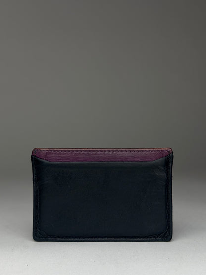 Vintage Miu Miu Leather Card Holder Black Purple