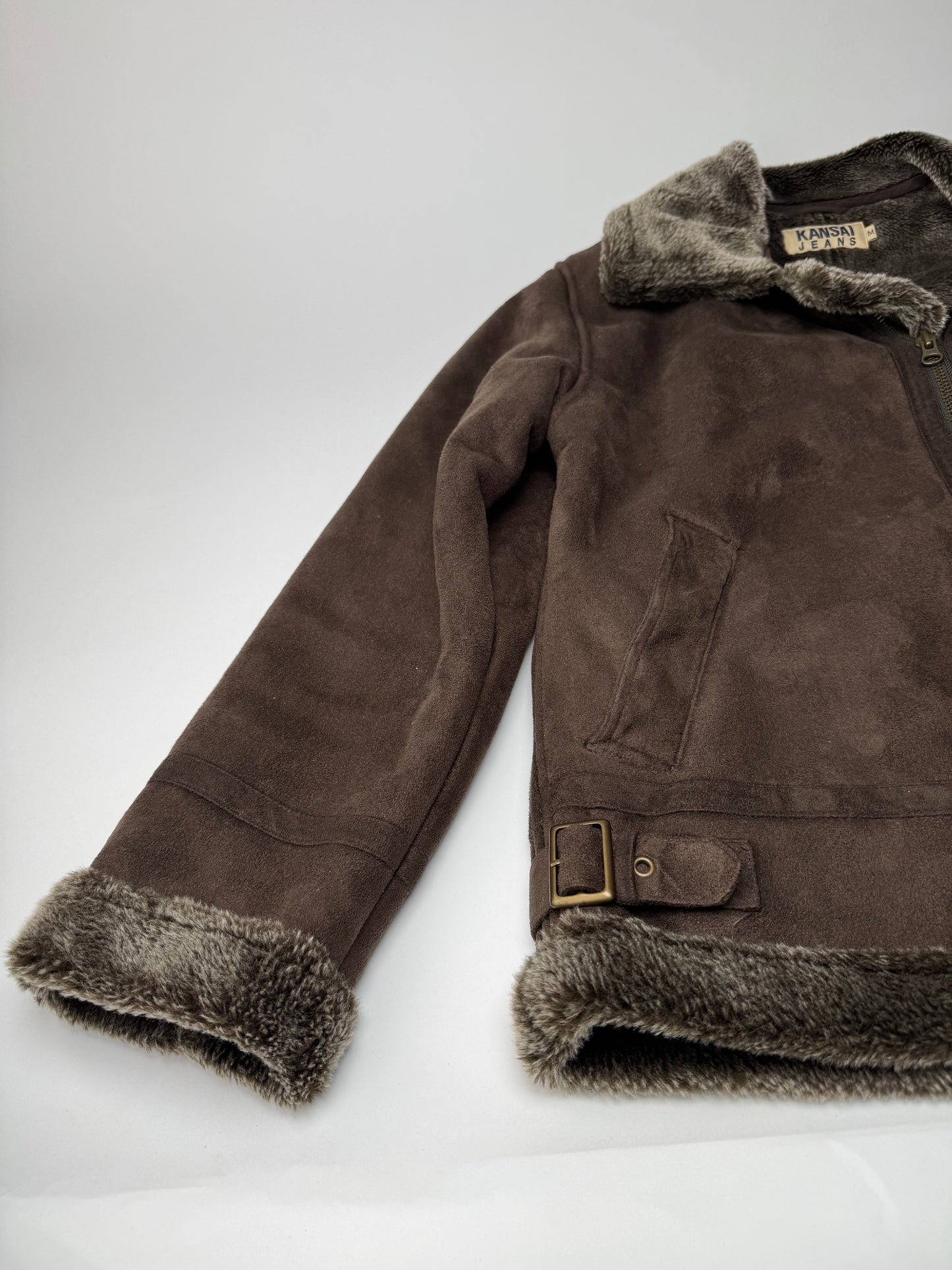 Vintage Kansai Yamamoto Leather Fur Jacket 40/L Unisex Brown