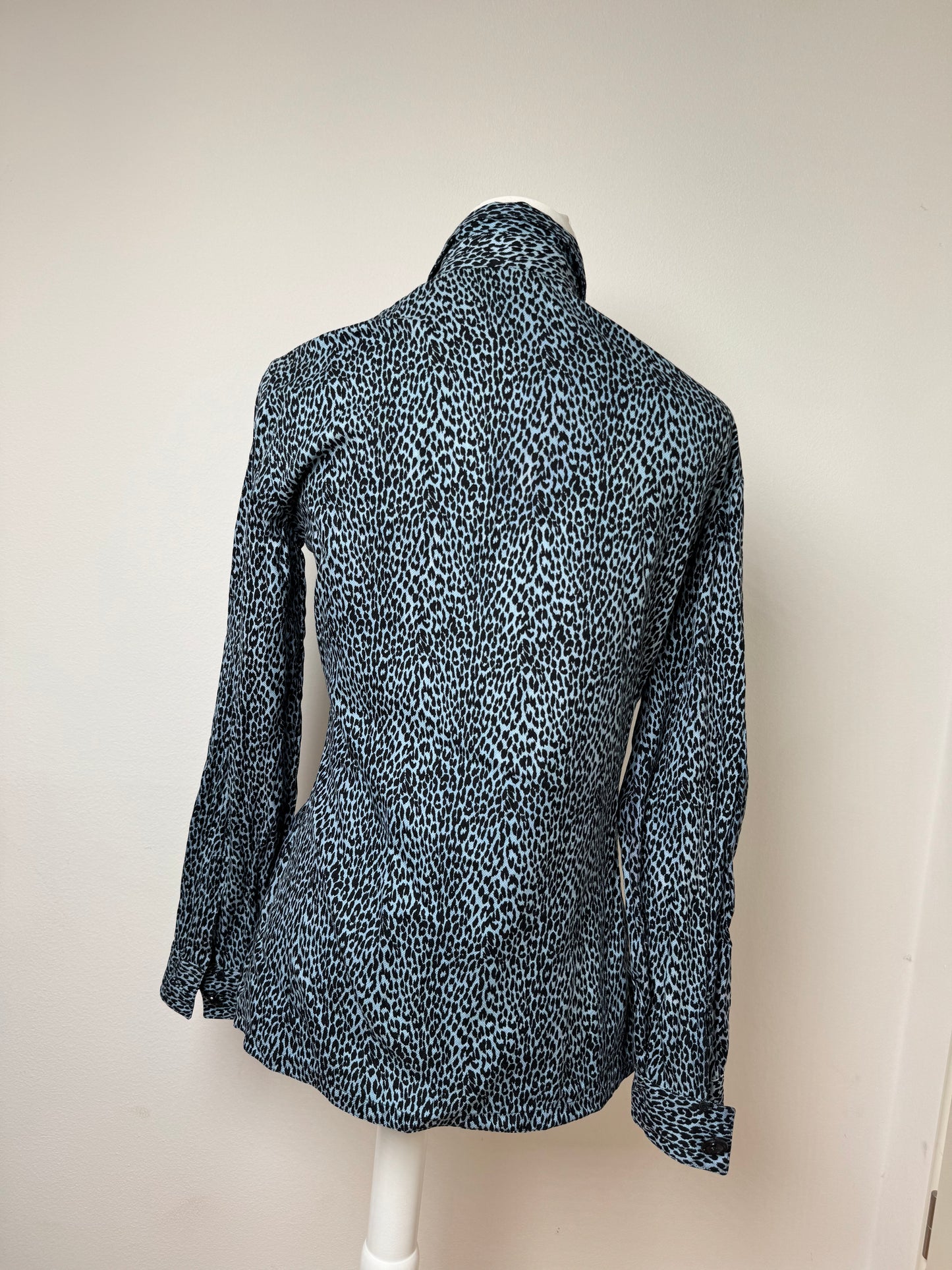 Vintage Gianni Versace Leopard Canvas Shirt Blue/black 38/M