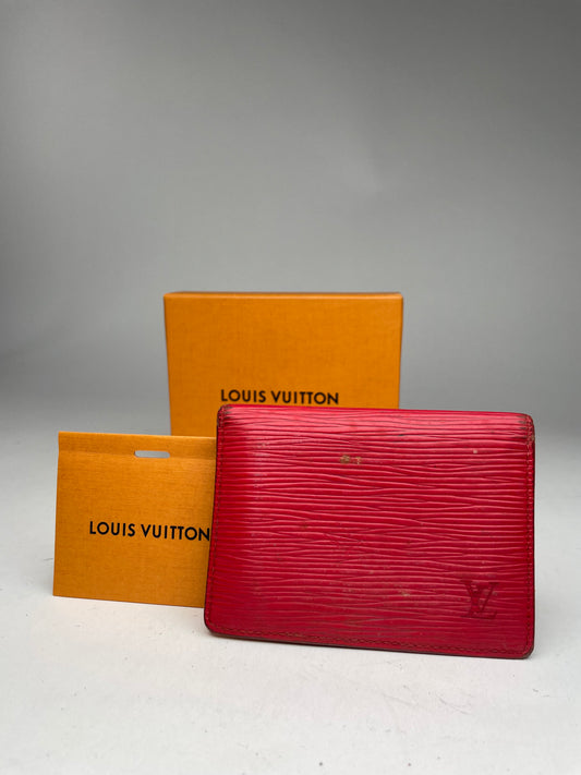 Vintage Louis Vuitton EPI leather Card Holder Red