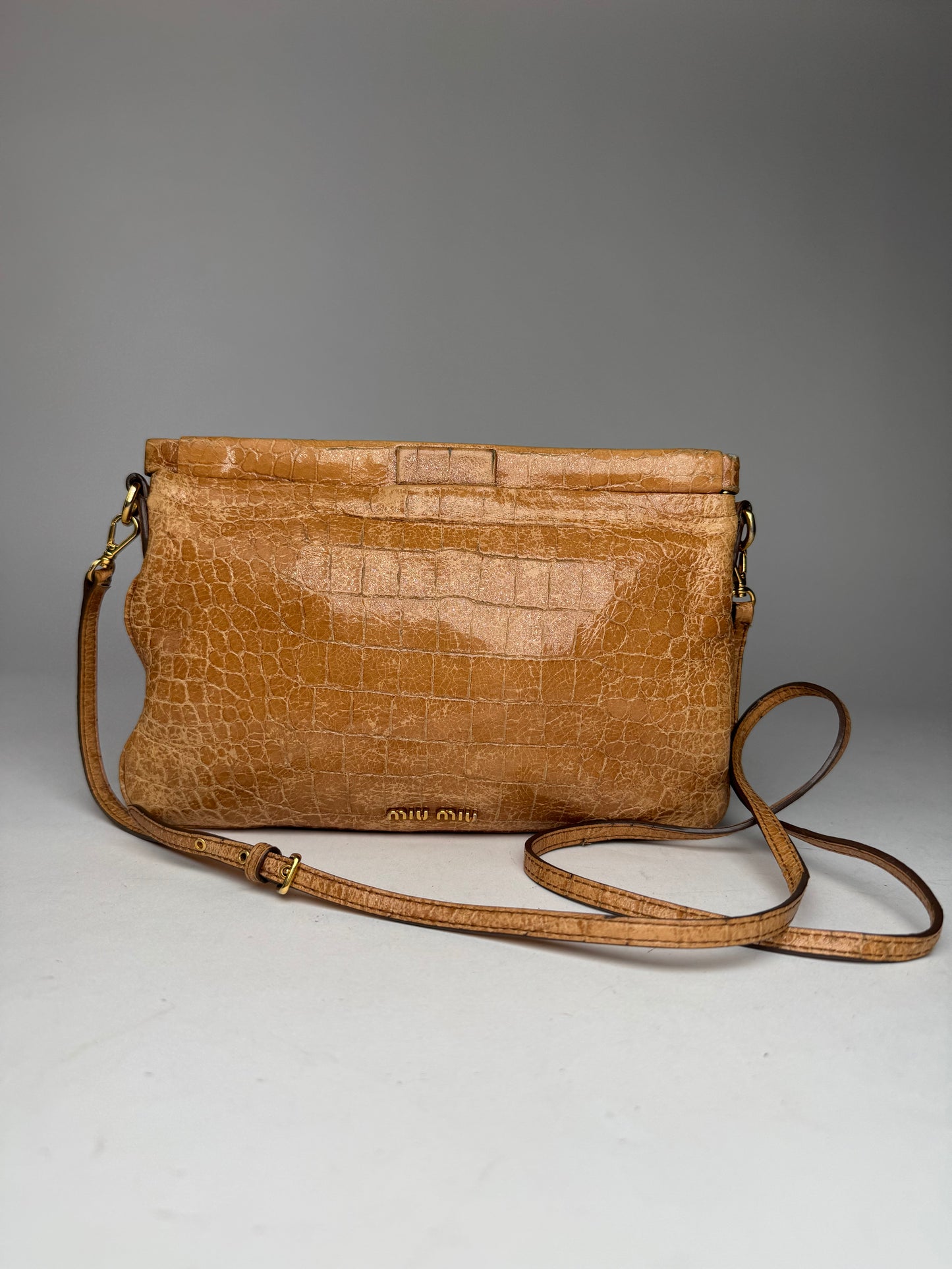 Vintage Miu Miu Leather Crossbody Bag Brown