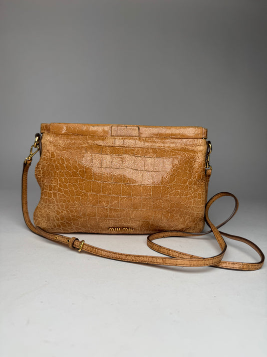 Vintage Miu Miu Leather Crossbody Bag Brown