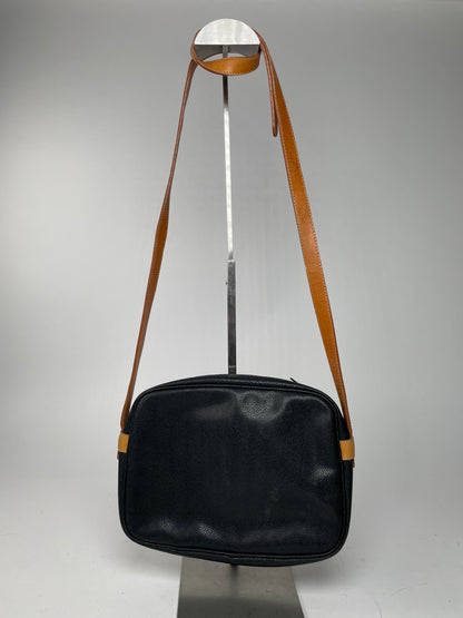 Vintage Courreges Paris Leather Crossbody Bag Black Brown