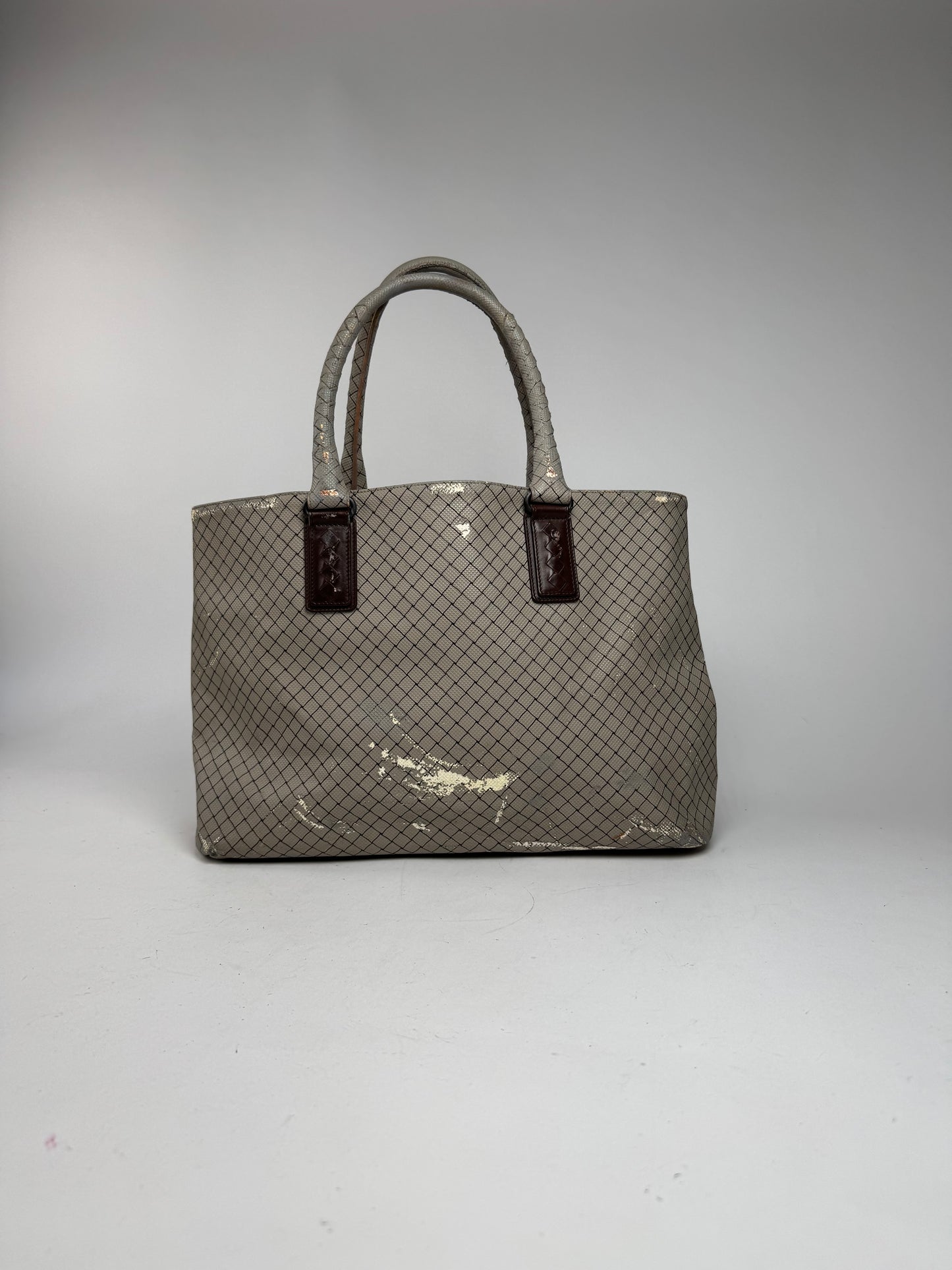 Vintage Bottega Veneta Andiamo Shopper Grey Brown