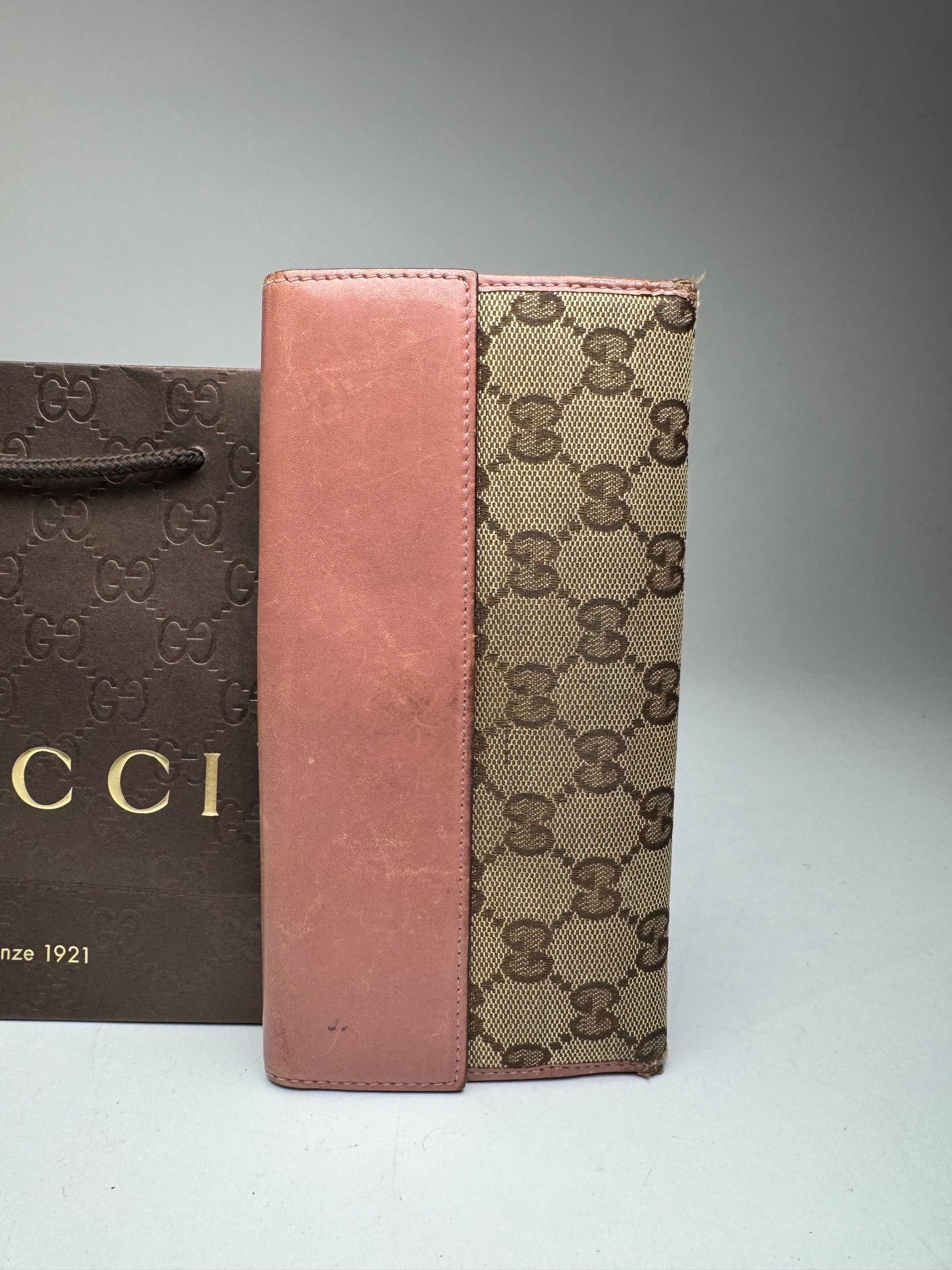 Vintage Gucci Monogram Wallet beige pink