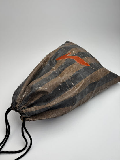 Vintage Fendi Roma Striped Leather Pouch / Bag brown striped