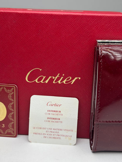 Vintage Cartier Patent Leather Wallet burgundy