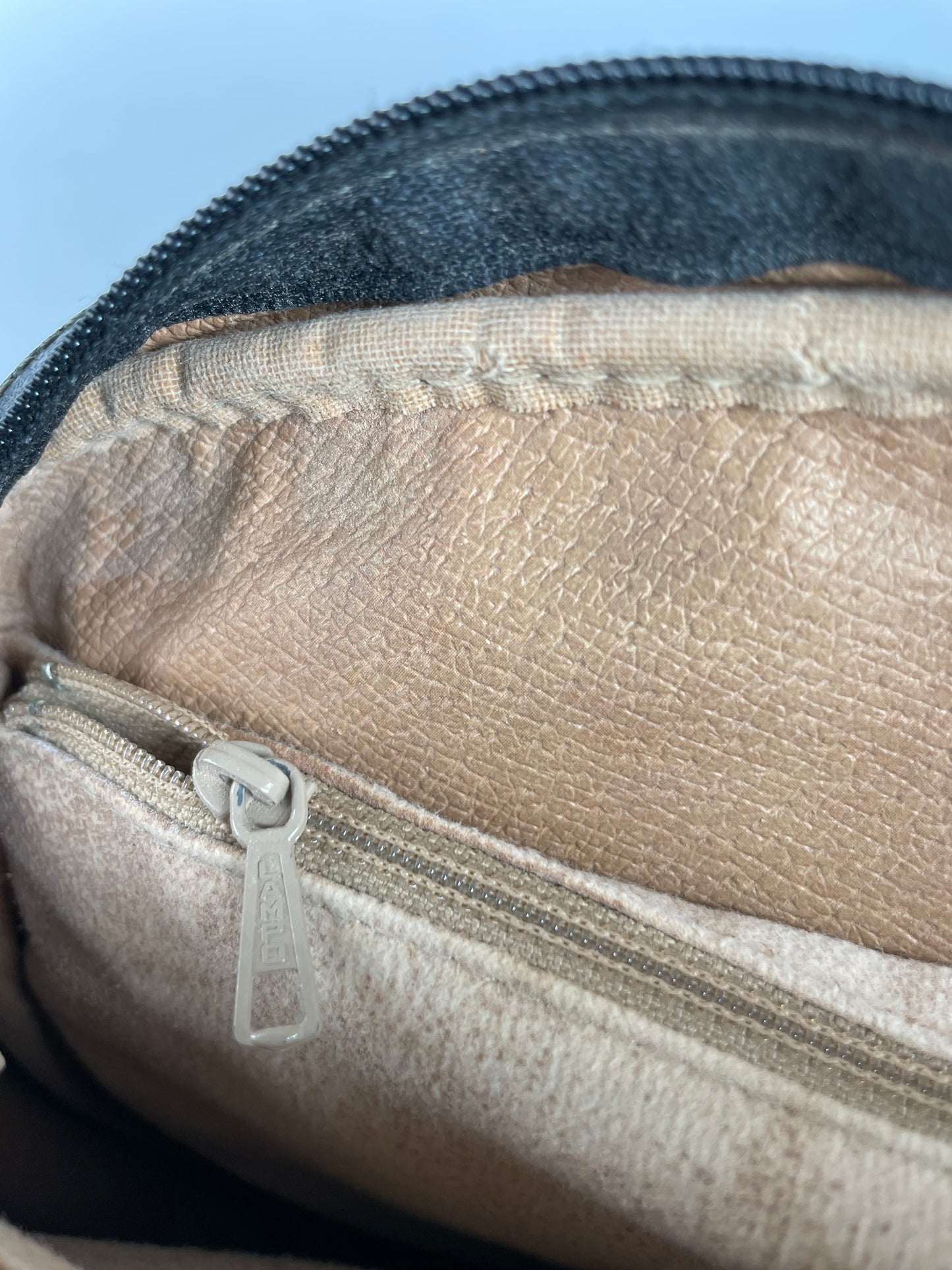 Vintage Courreges Paris Leather Crossbody Bag Black Brown