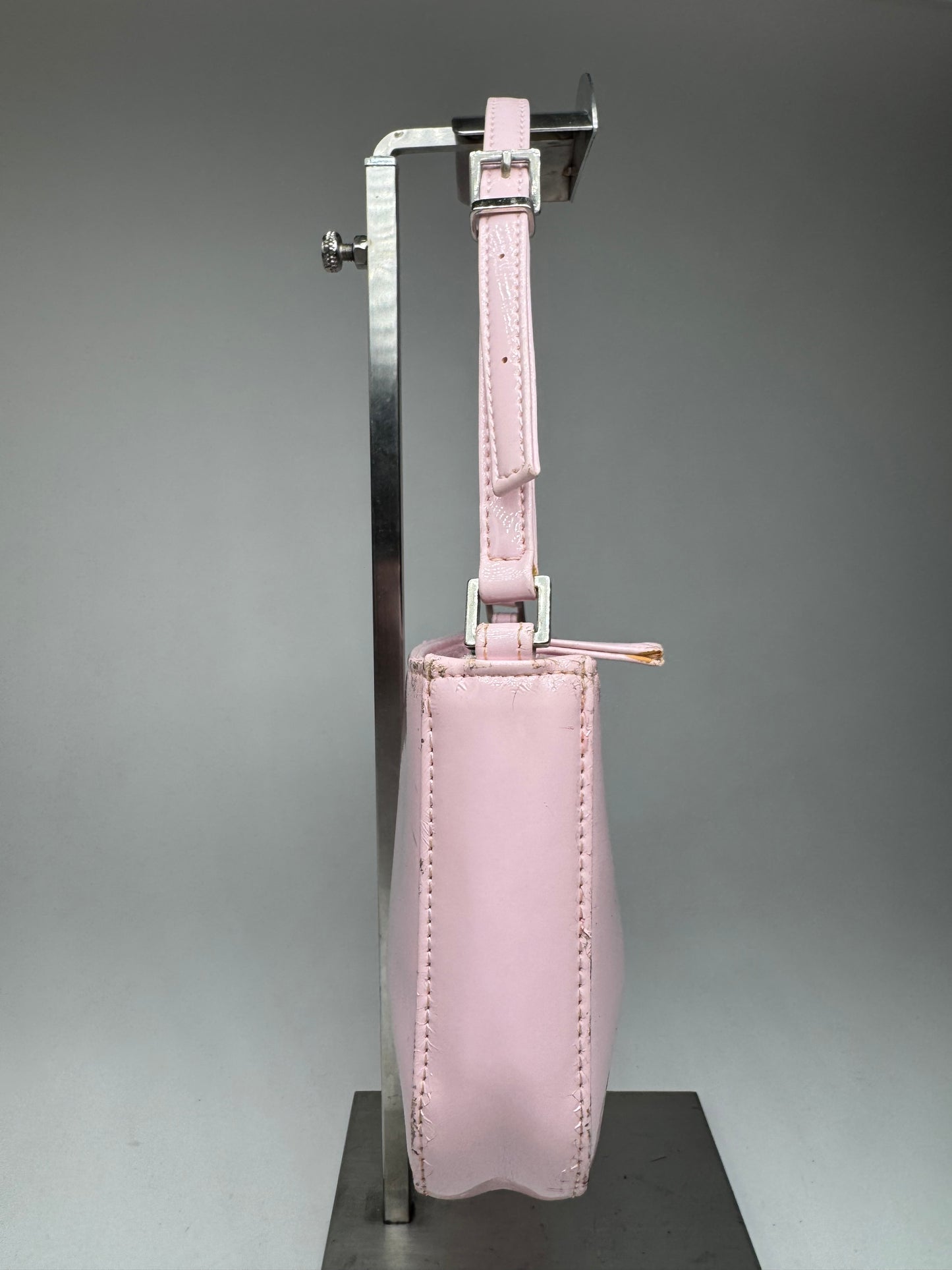 Vintage Courreges Patent Leather Baguette Bag Rose