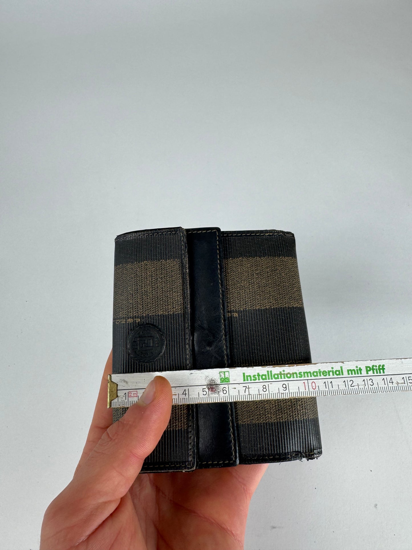 Vintage Fendi Roma Leather Wallet Striped Black Brown