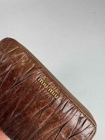 Vintage Miu Miu Metallasse Leather Wallet Brown