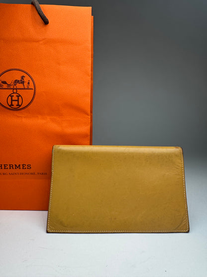 Vintage Hermes Paris Leather ID Holder Yellow