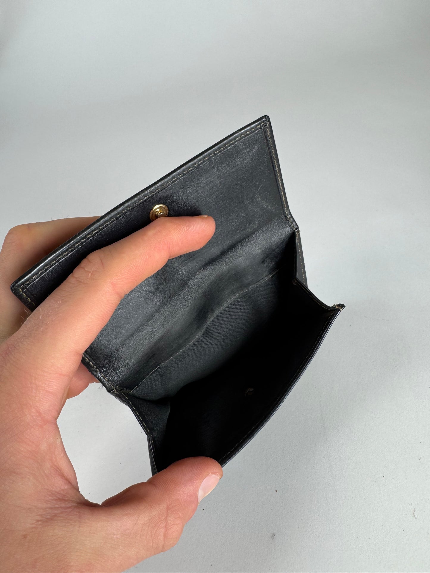 Vintage Fendi Roma Leather Wallet Striped Black Brown