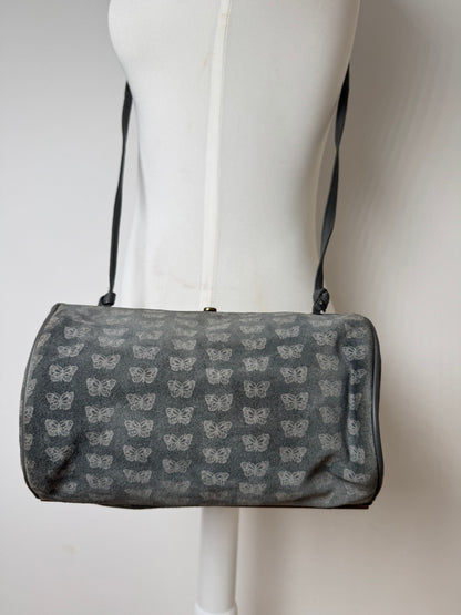 Vintage Bottega Veneta Suede Monogram Bag Grey
