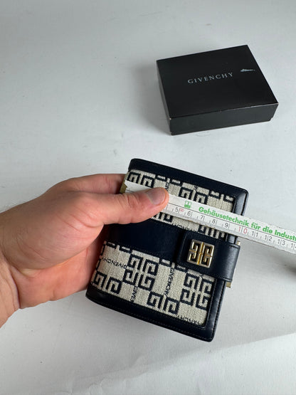 Vintage Givenchy GV3 monogram Leather Wallet marine white