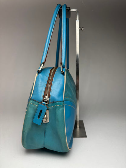 Sac bowling vintage en cuir Prada bleu