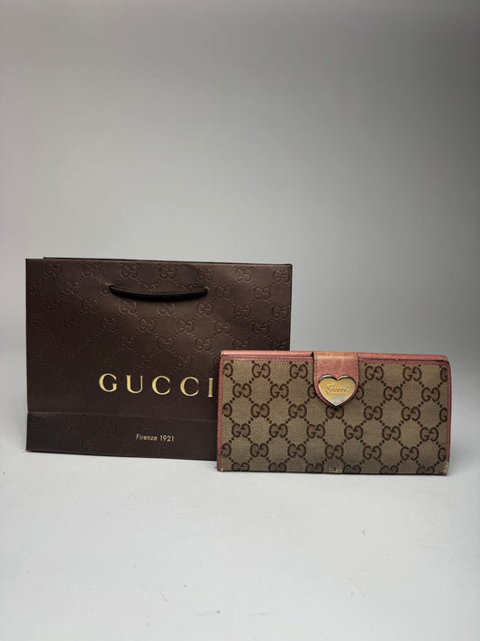 Vintage Gucci Monogram Wallet beige pink