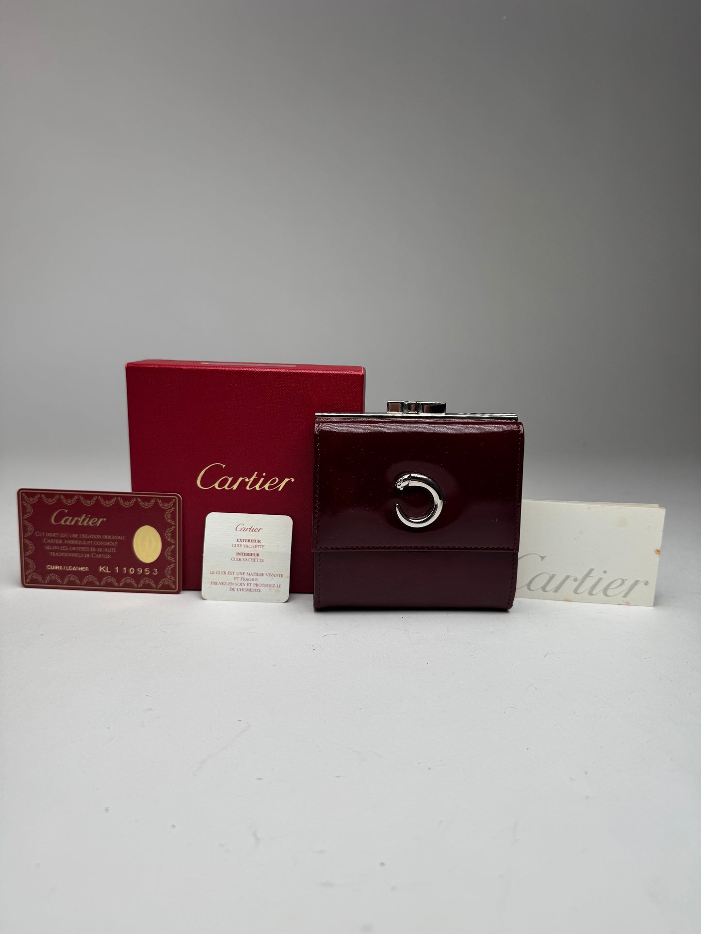 Vintage Cartier Patent Leather Wallet burgundy