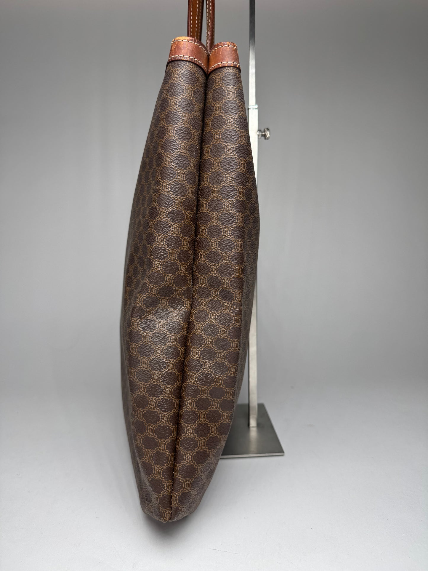 Vintage Celine Paris Big Bag Leather Monogram Shopper Bag Brown