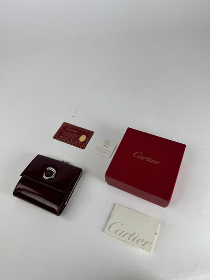 Vintage Cartier Patent Leather Wallet burgundy