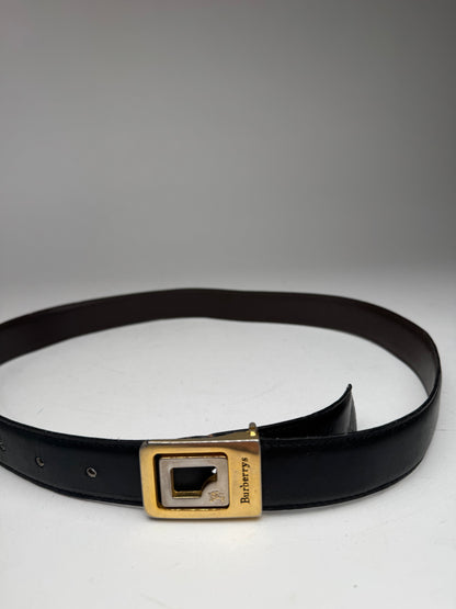 Vintage Burberry London Leather Belt black