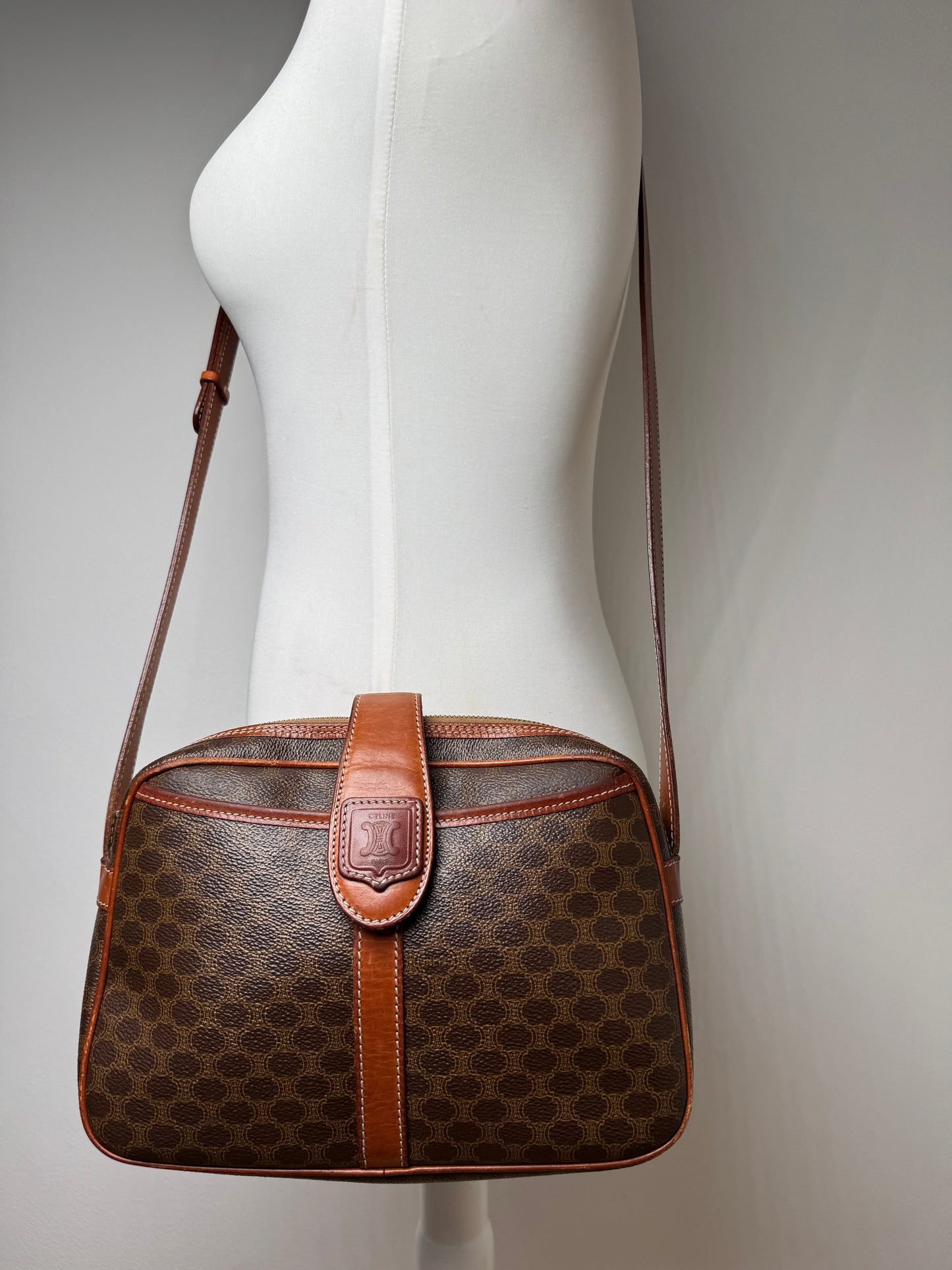 Vintage Celine Paris Triomphe Leather Monogram Bag