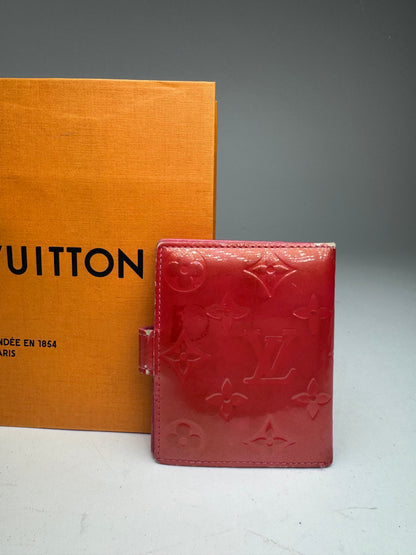 Vintage Louis Vuitton Vernis Leather Card Holder Red