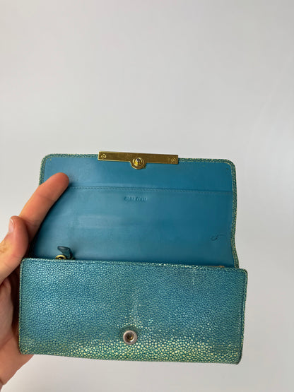 Vintage Miu Miu Leather Wallet Turquoise