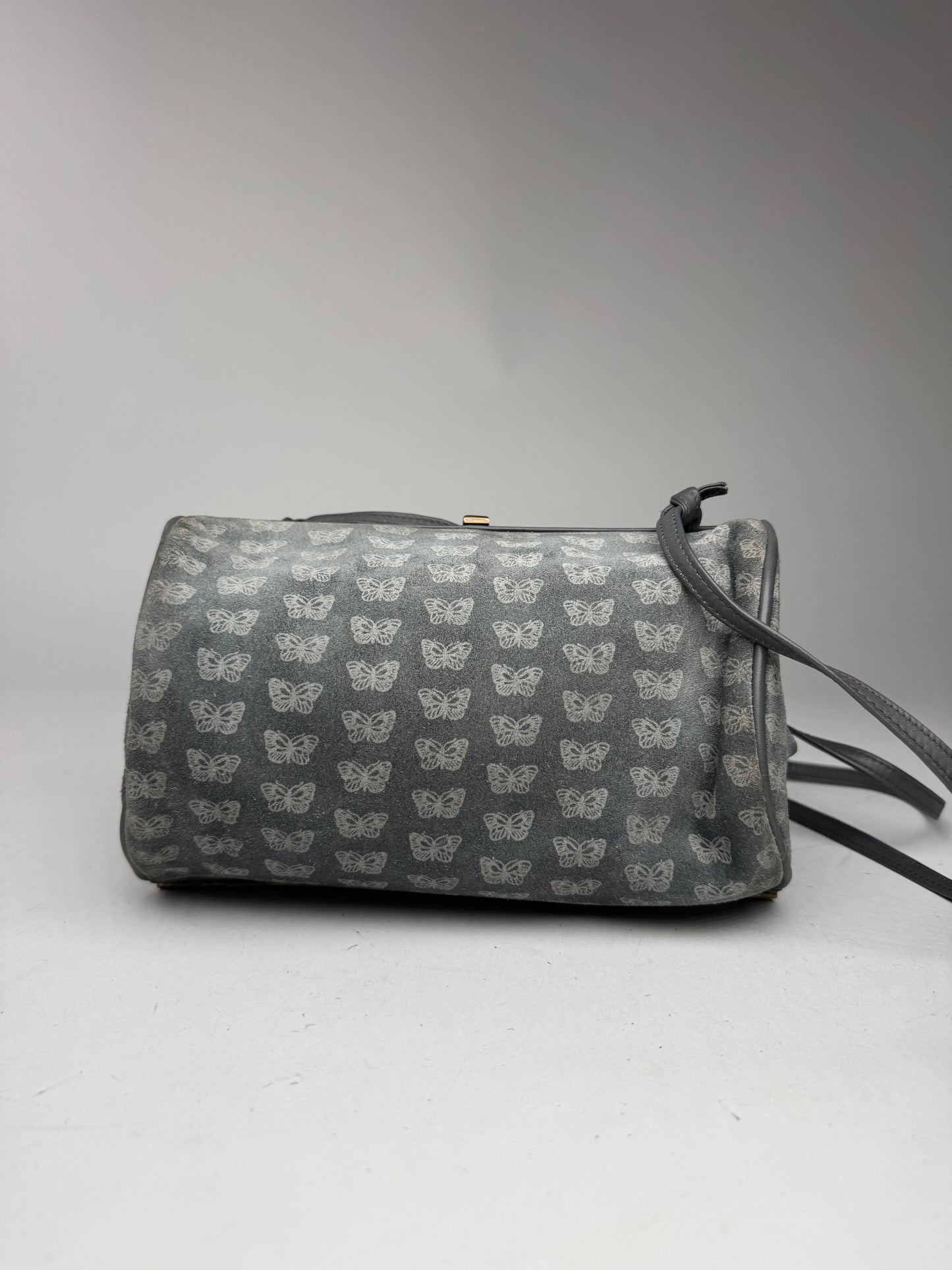 Vintage Bottega Veneta Suede Monogram Bag Grey