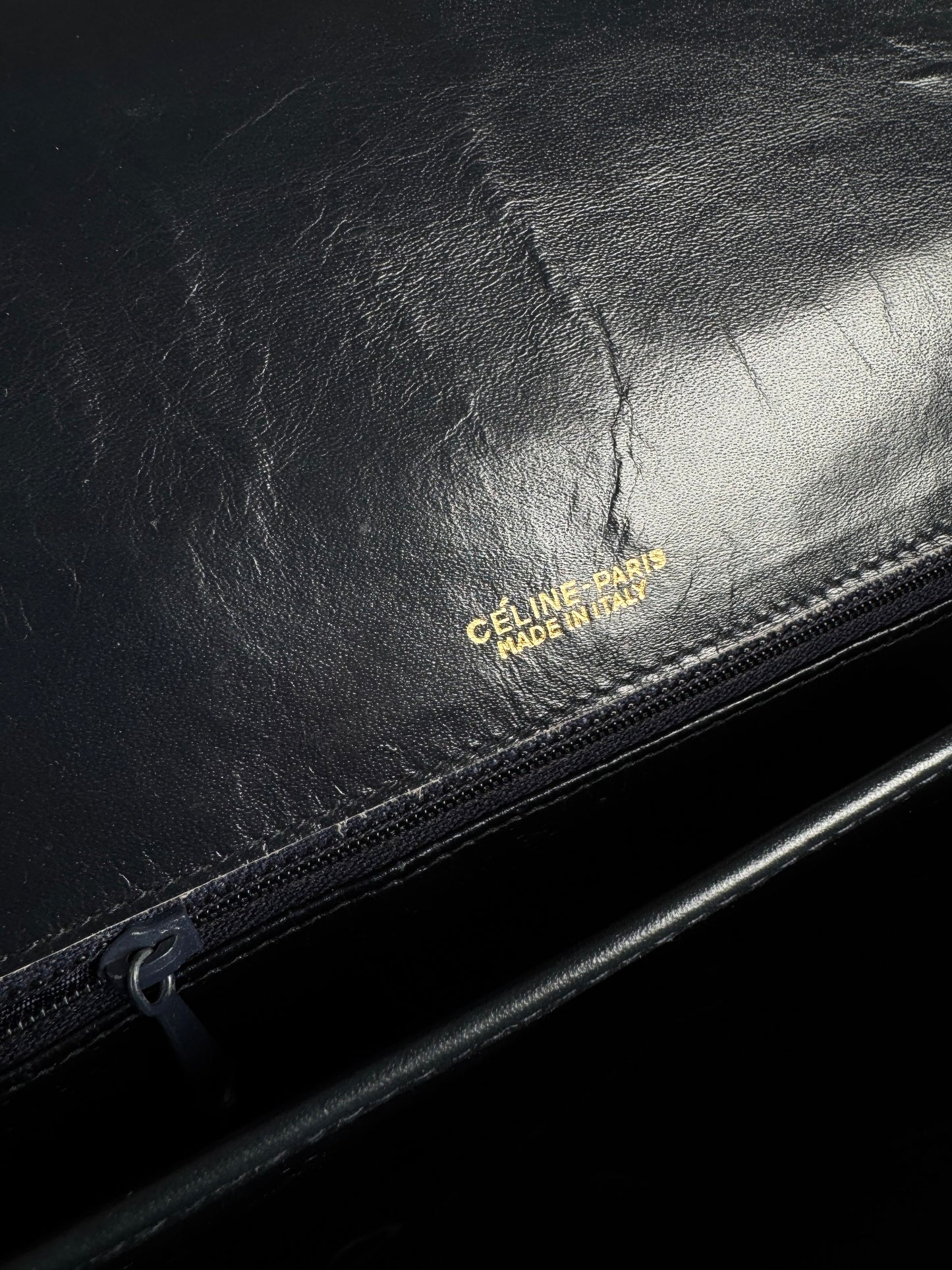 Vintage Celine Paris Triomphe Monogram Canvas/Leather Shoulder bag black gray