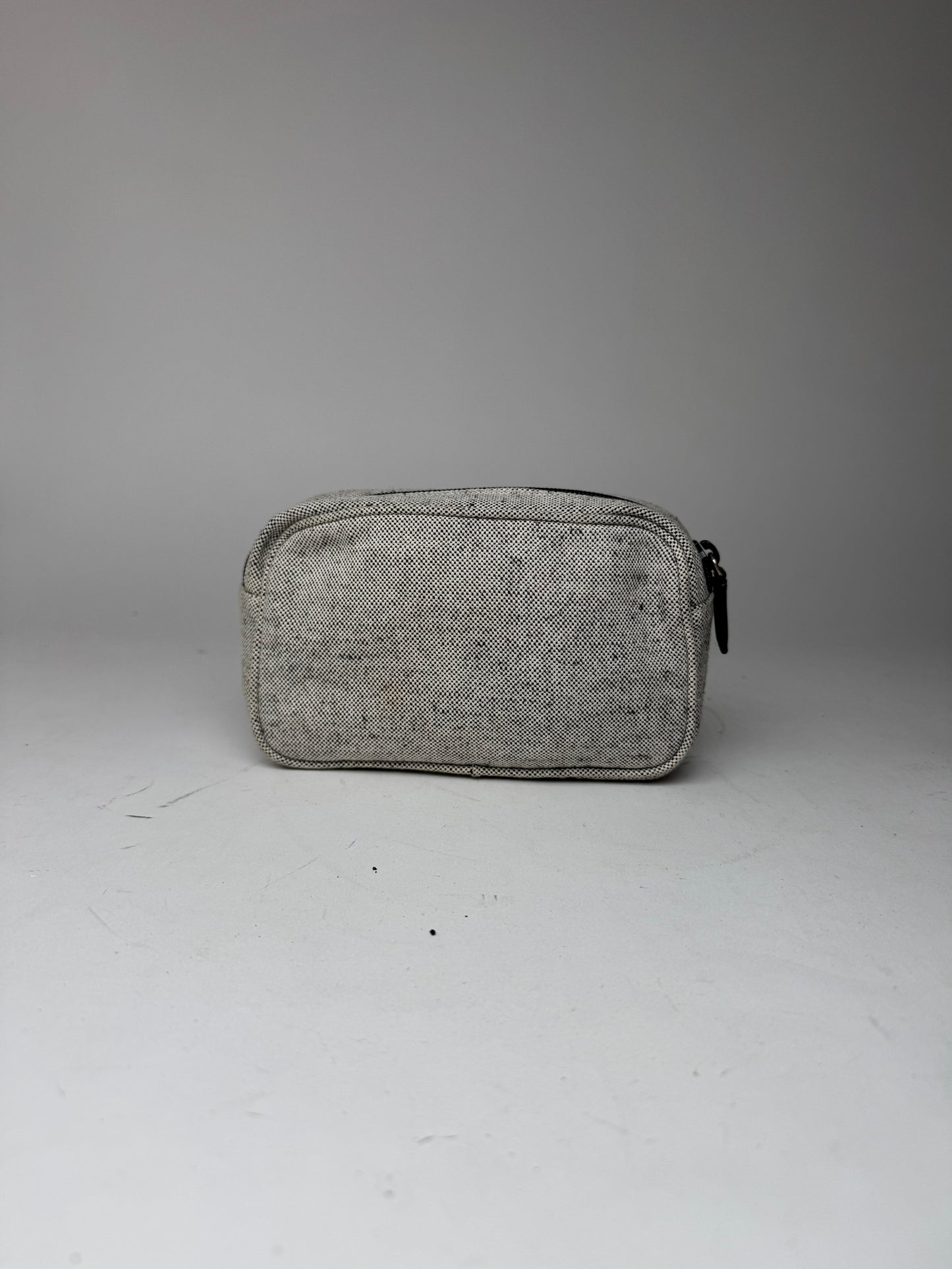Vintage Prada Canvas Clutch/Cosmetic Bag Grey Black