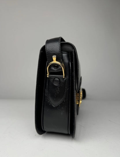 Vintage Celine Paris Triomphe Leather Bag Black