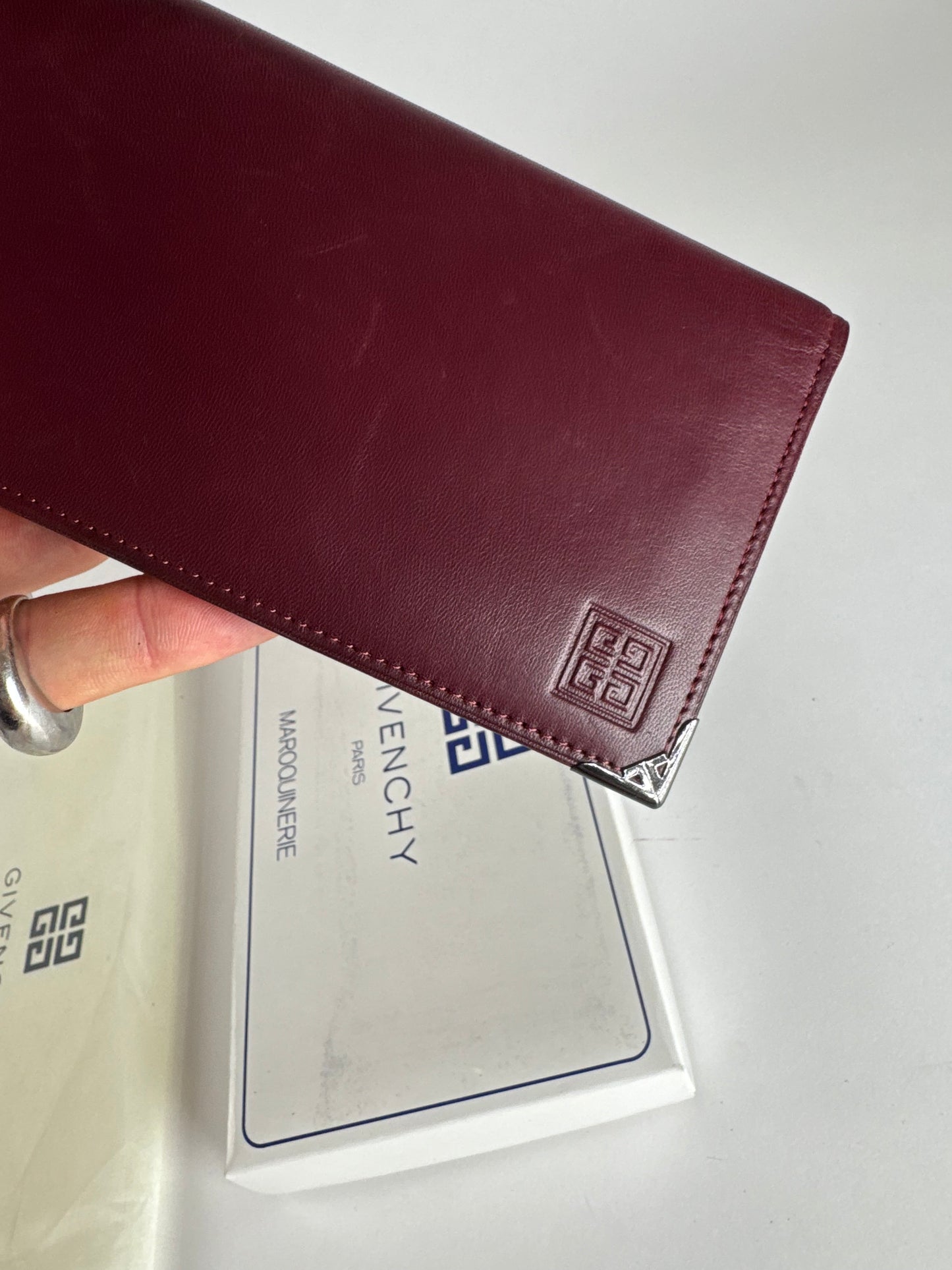 Vintage Givenchy Leather ID Holder burgundy