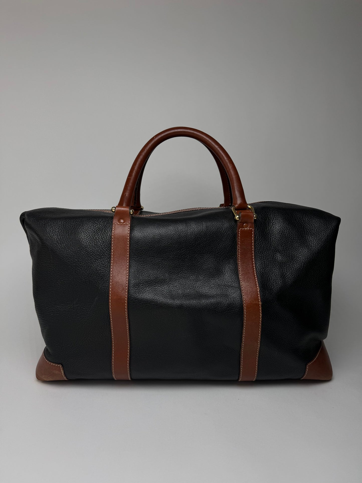 Vintage Celine Paris Triomphe Weekender Travel Bag Black Brown