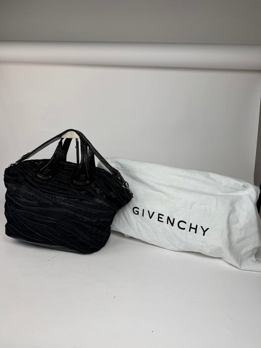 Vintage  Givenchy Nightindale Patent Leather Fur Bag Black