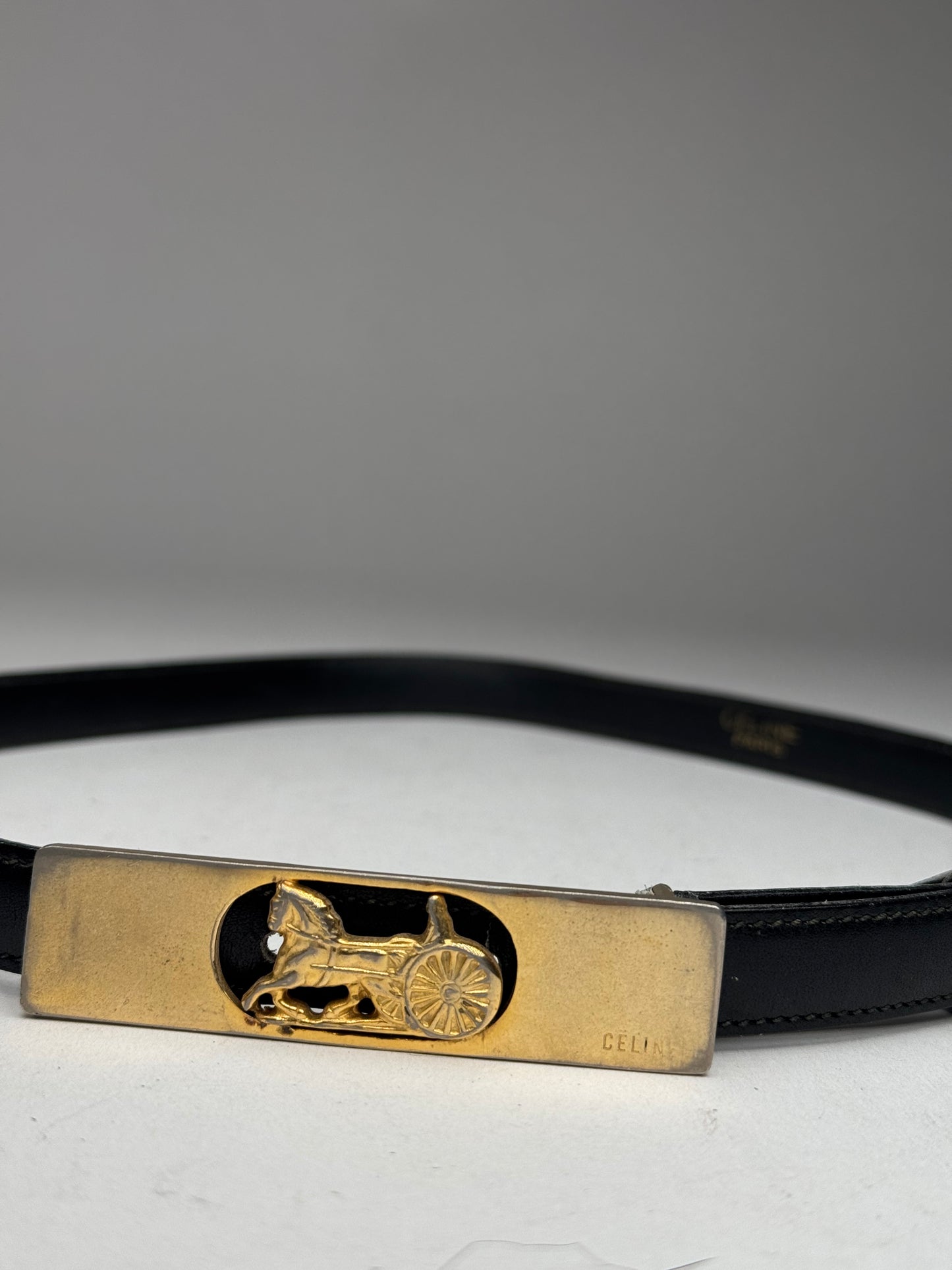 Vintage Celine Paris Leather Belt Black