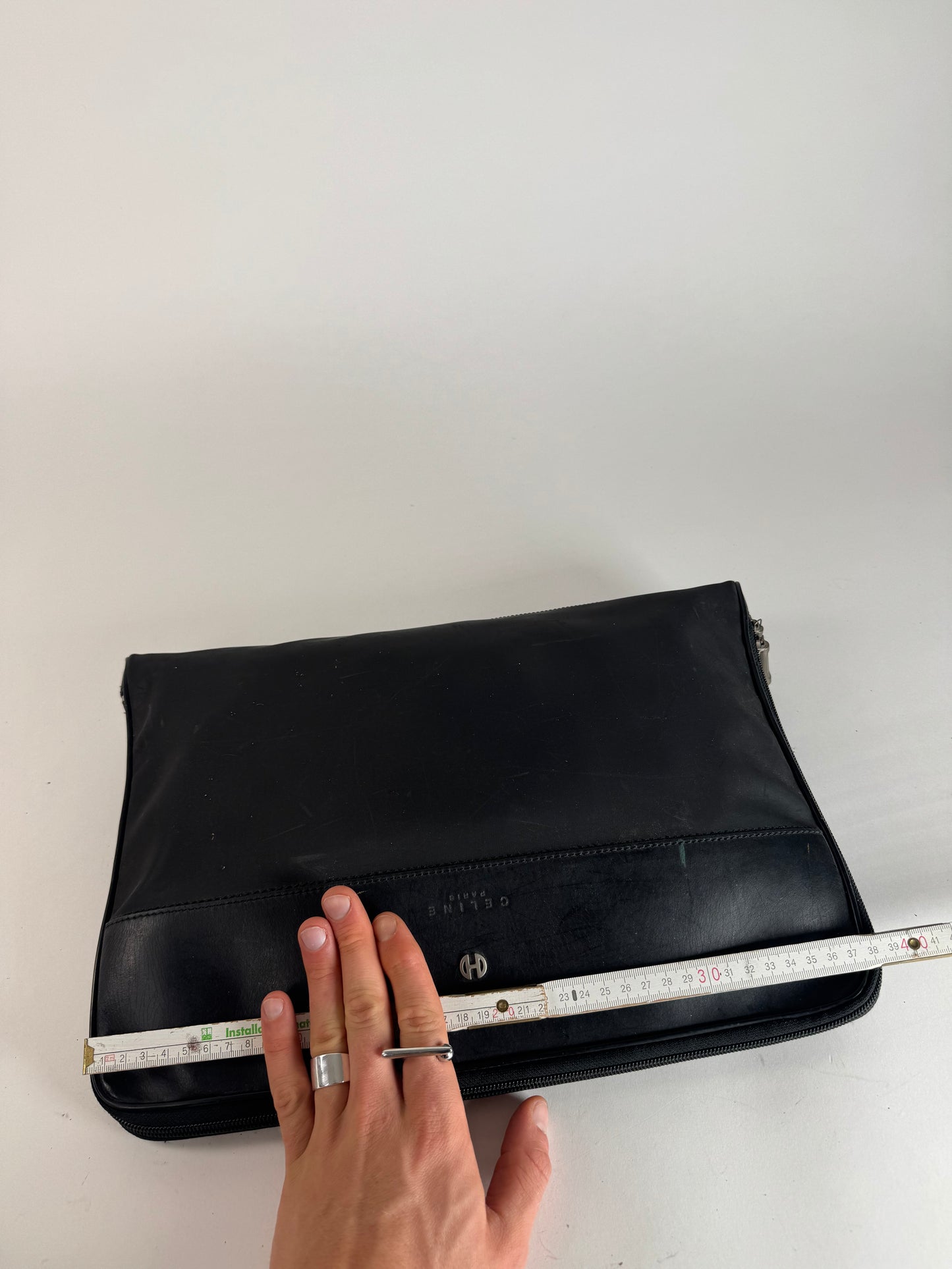 Vintage Celine Paris Leather Clutch Black