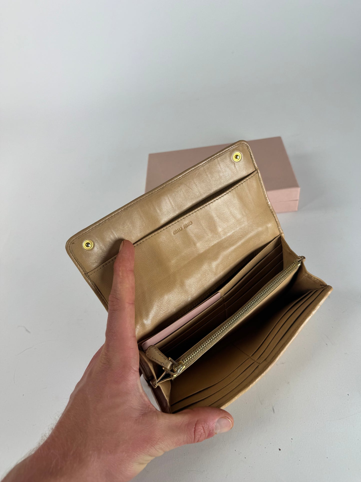 Vintage Miu Miu Metallasse Leather Wallet Caramel