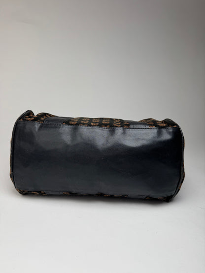 Vintage Bottega Veneta Suede Leather Monogramm Bag black brown