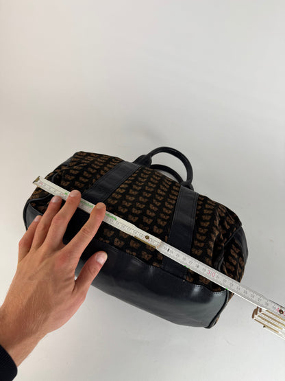 Vintage Bottega Veneta Suede Leather Monogramm Bag black brown