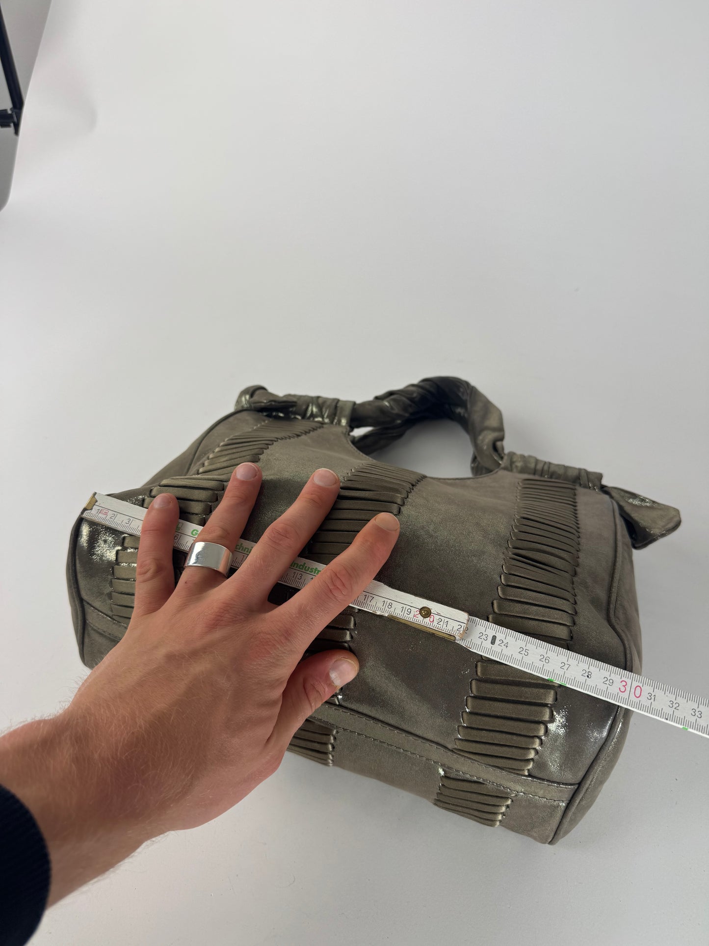 Vintage Giorgio Armani Leather Bag Silver