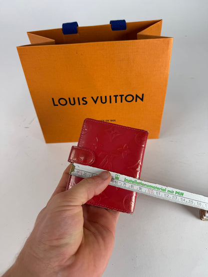 Vintage Louis Vuitton Vernis Leather Card Holder Red