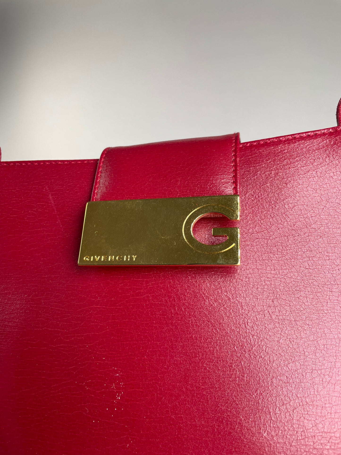 Vintage Givenchy Whip Leather Shopper Bag Red