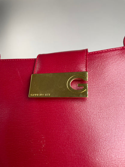 Vintage Givenchy Whip Leather Shopper Bag Red