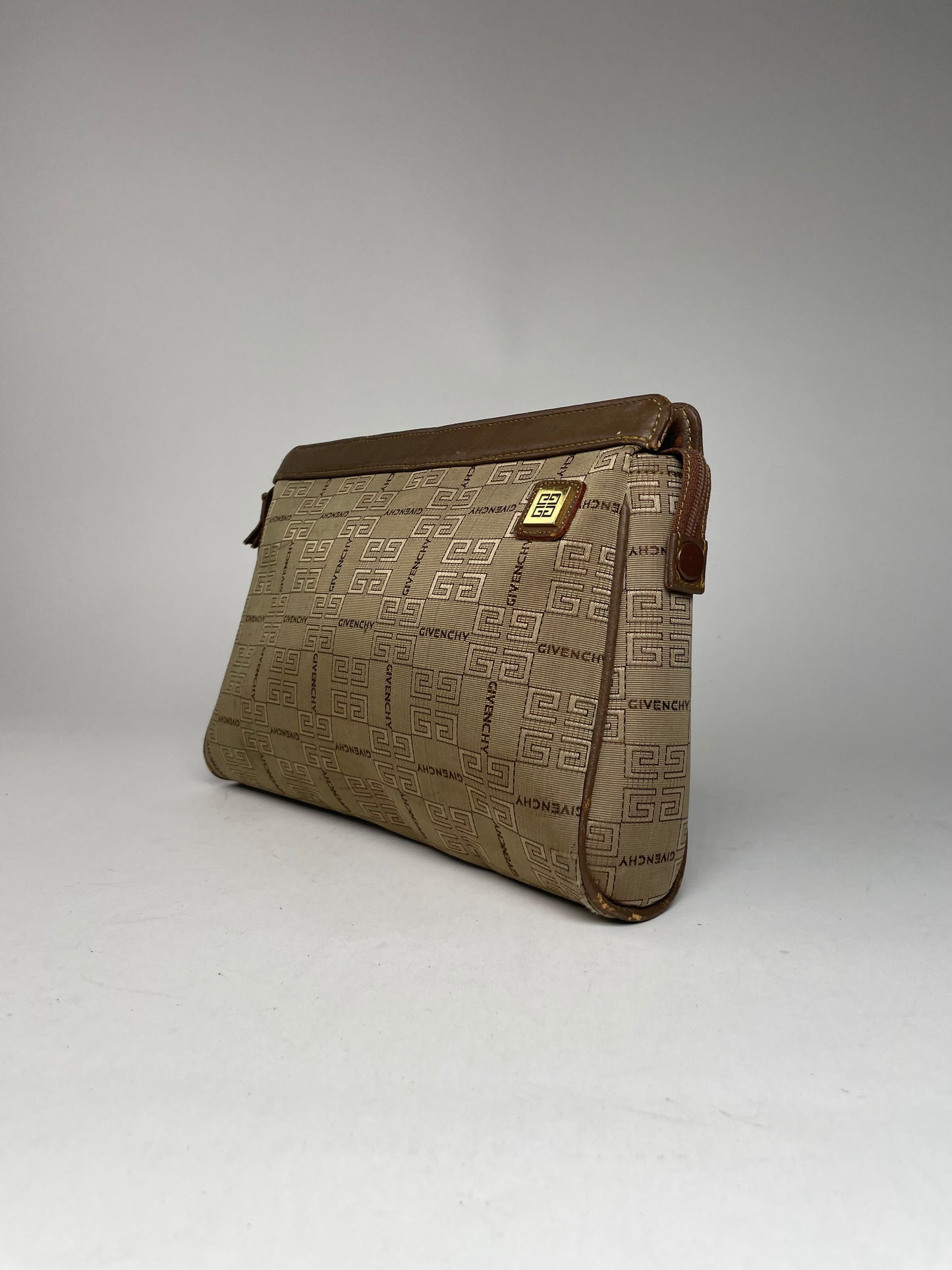 Vintage Givenchy GV3 Monogram Clutch Brown