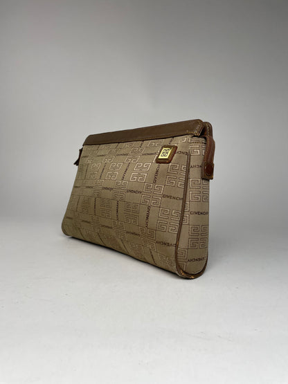 Vintage Givenchy GV3 Monogram Clutch Brown