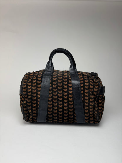 Vintage Bottega Veneta Suede Leather Monogramm Bag black brown