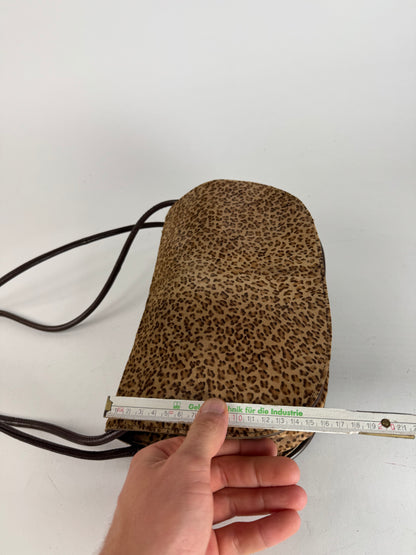 Vintage Bottega Veneta Fur Leather Bag Leopard Brown